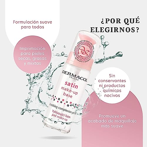 Dermacol - Satin Makeup Base, Matte Face Primer For Wrinkles And Pores, Transparent Makeup Primer For Oily Skin & Dry And Combination Skin, Easy To Blend Pore Filling Primer, No Preservatives, 30 Ml #TOP4