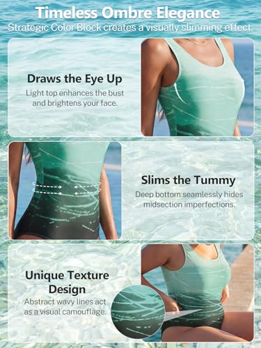 Image of One Piece Bathing Suit for Women Front Cross Athletic Tummy Control Swimsuits V Neck Slimming Swimwear