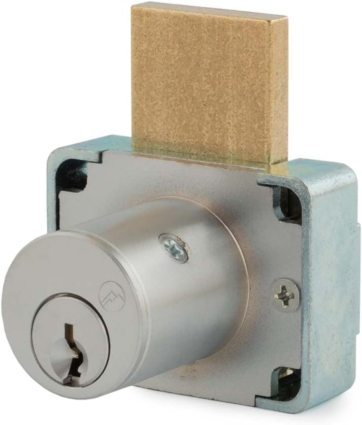 Olympus Lock 200DW Deadbolt Lock | 1-3/8" Chrome Key Lock US26D | NATL KA915 Easily Rekeyable Drawer Lock, Keyed Alike | Grade 1 Drawer Locks | Vertical Deadbolt Lock | Door Lock for Drawers