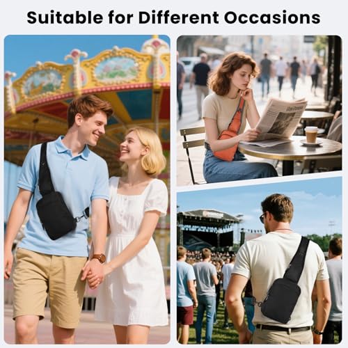 Image of Sling Bag, Crossbody Bag with Zipper Lock, RFID & Water Resistant for Women and Men Small Chest Bag for Travel Casual