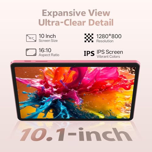 Image of Tablet 10 Inch, Android 16 Tablet with Keyboard, 16GB RAM + 32GB, Pink