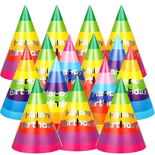 30 Pieces Birthday Hat Rainbow Birthday Party Hats,Birthday Party Cone Hats Art Craft Caps Birthday Party Hats Party Hat for Kids Adults (rainbow)