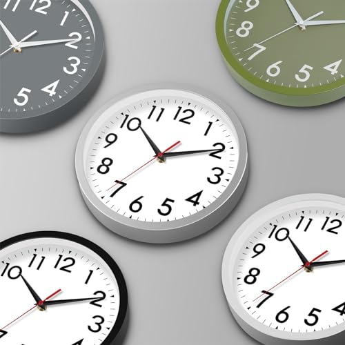 Image of DAXSMY Wall Clock Analog 10 Inch Simple Silent Non Ticking Battery Operated Modern Decorative for Kitchen Office Bedroom Bathroom Living Room(Olive Green)