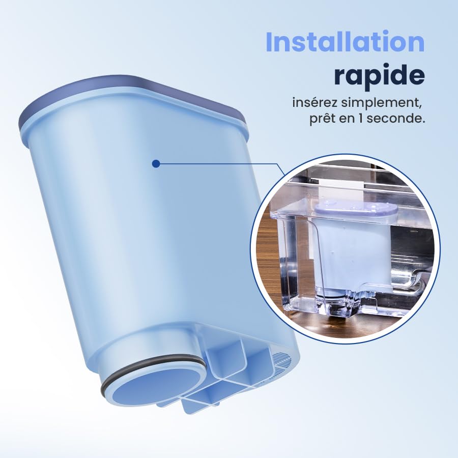 Mutital Pack de 4 filtres à eau pour cafetière compatible avec Philips AquaClean, filtre pour machine à expresso 3200, adapté aux cafetières automatiques, filtre anti-calcaire dédié (CA6903)