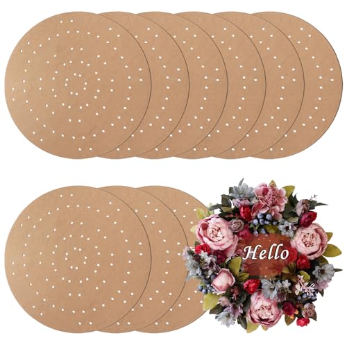 OGANAZI 9 PCS 12 Inch Wreath Boards with Holes Wood Wreath Forms with 100 Nylon Ties DIY Round Wreath Frame Decorative Flower Boards Wreath Making Supplies for Wedding Christmas Home Decor
