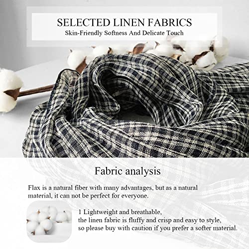 Flax Linen Scarf For Women Men Plaid Striped Print Lightweight Breathable Scarves Warm Stole Wrap Sunscreen Shawl4