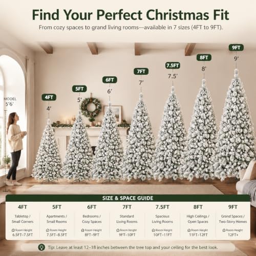 Skasii 4FT Flocked Artificial Christmas Tree, PVC Xmas Tree - image 2