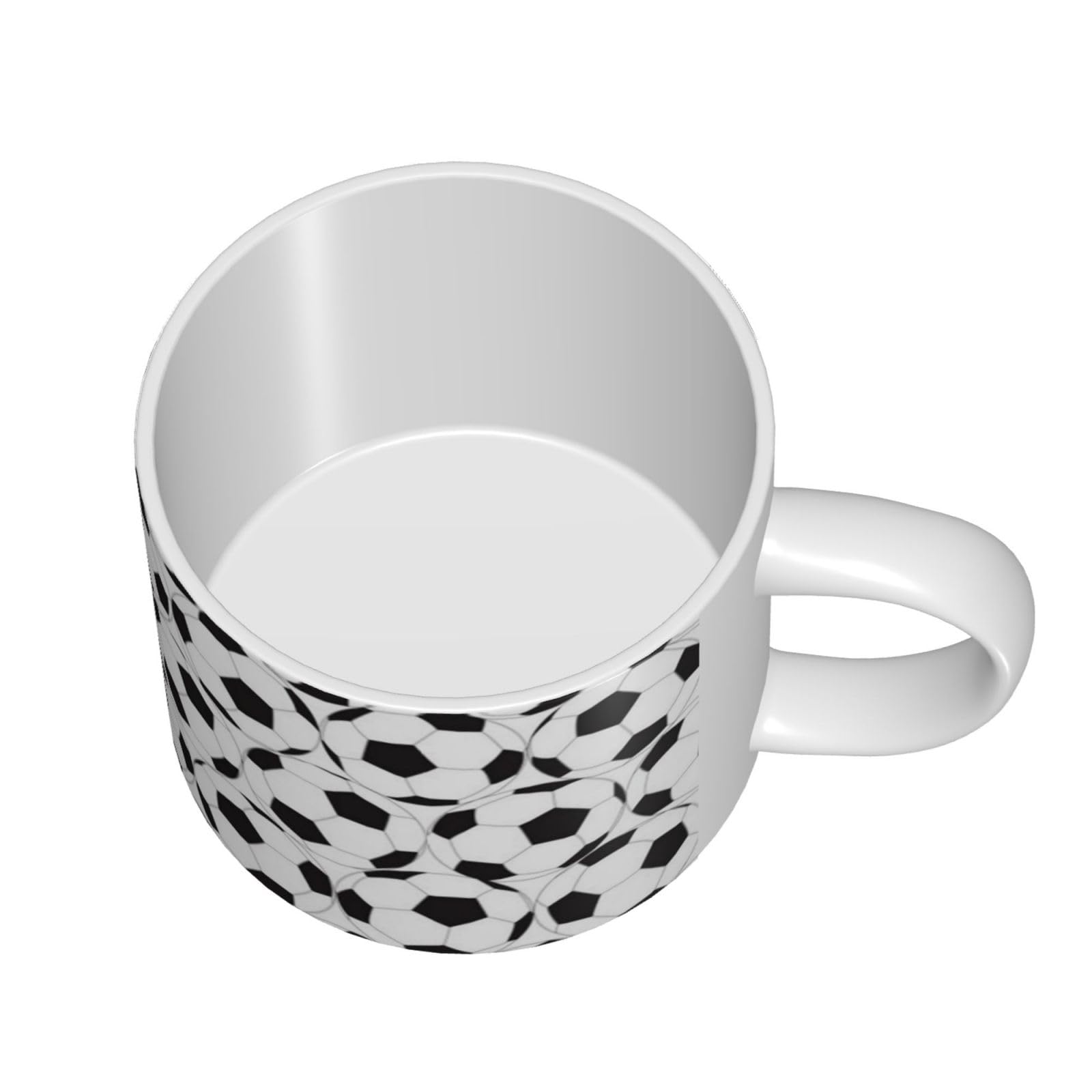 Schwarz-weißes Fußball-Muster, bedruckte große Kapazität, Keramik-Tasse, Kaffeetasse