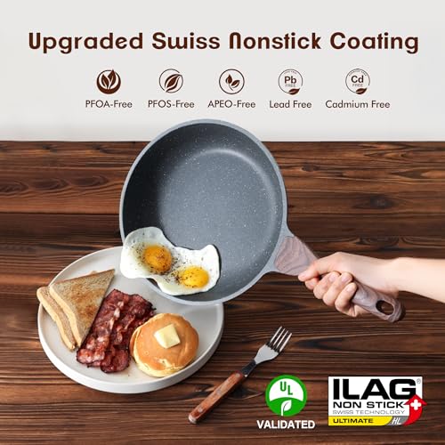 Image of SENSARTE Nonstick Frying Pan Skillet, Swiss Granite Coating Omelette Pan, Healthy Stone Cookware Chef's Pan, PFOA Free (8 /9.5 /10 /11 /12.5 Inch) (10 Inch) (Pack of 2)