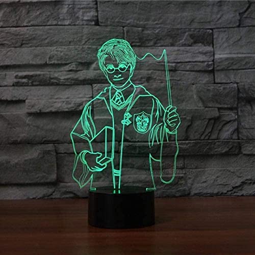 BBSC Película de mando a distancia colorida, luz nocturna 3D, lámpara de mesa, dormitorio, para niños periféricos con LED