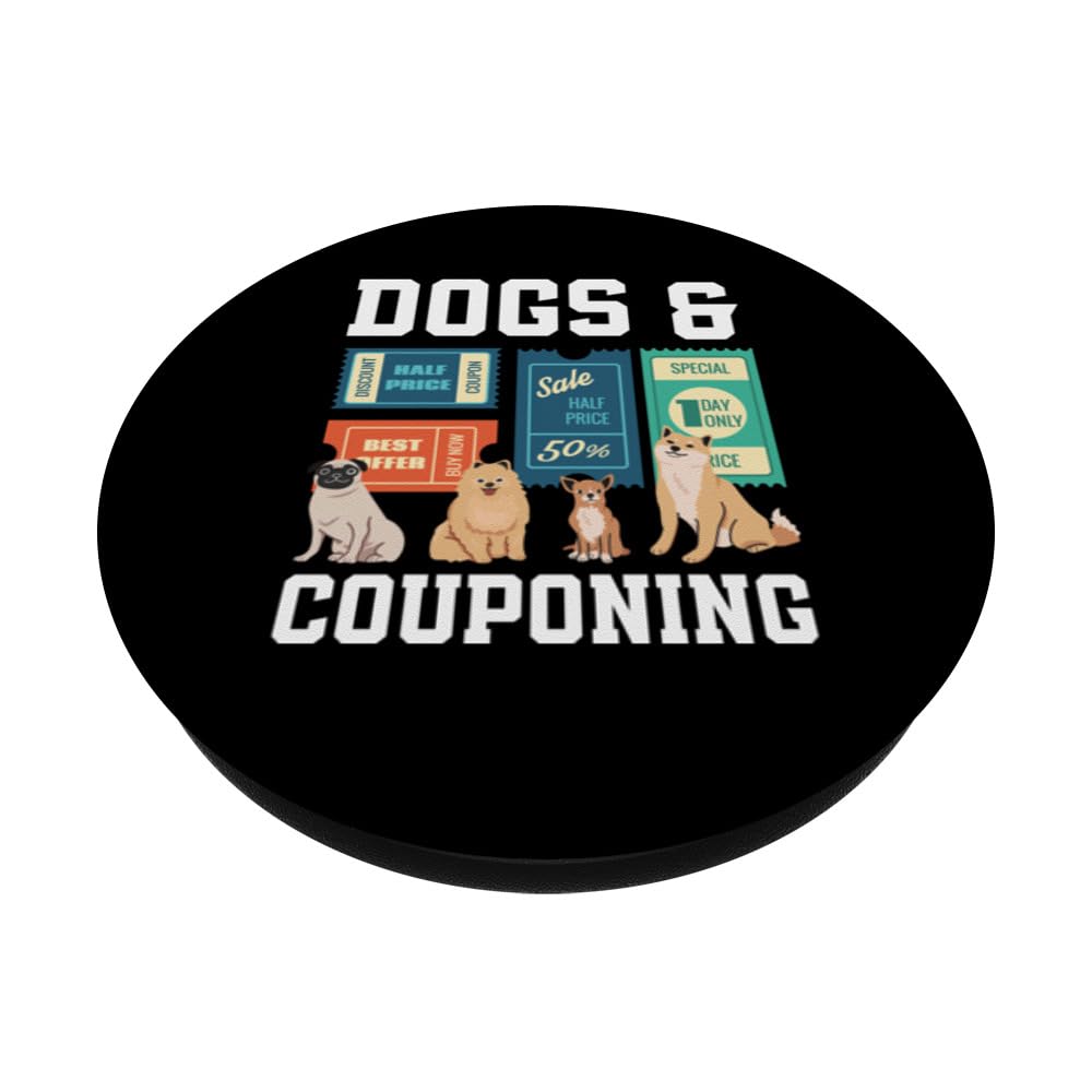 Dogs & Couponing Funny Coupon Coupener Couponing PopSockets Swappable PopGrip, Black - Image 2