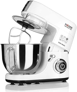 Haeger BL-15B.012A Mixeur pétrisseur professionnel Cake Boss avec 1500 W de puissance, capacité de 6 L, 6 vitesses, bol rotatif inox avec poignées, fonction impulsion