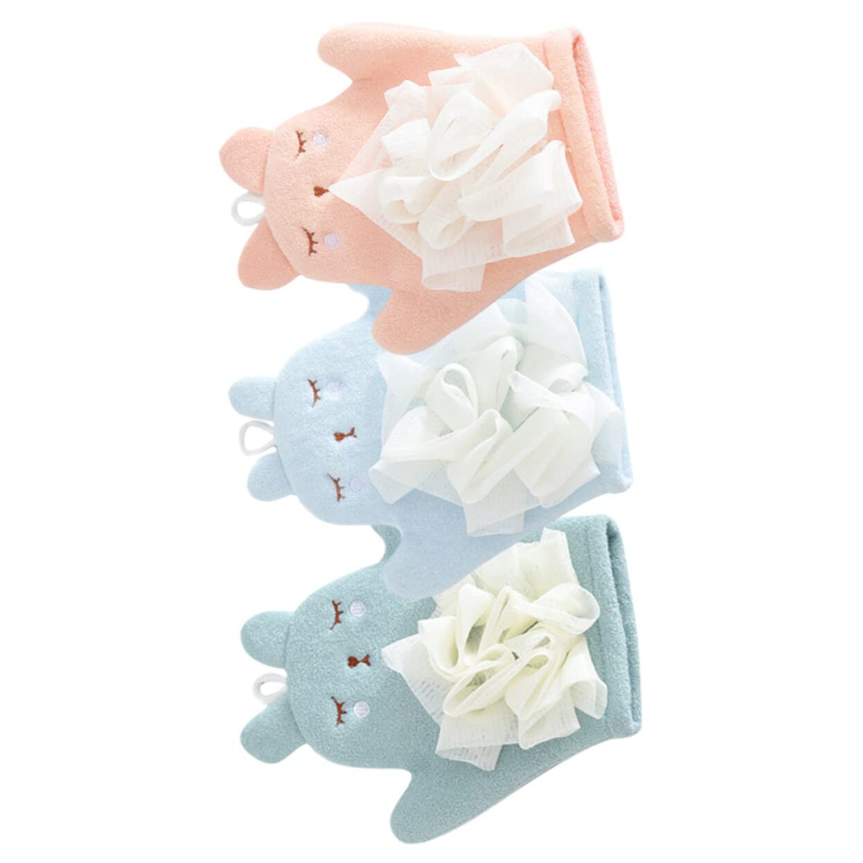 PLAFOPE 3 Piezas Guantes de baño de conejo esponja vegetal guante exfoliante para el cuerpo guantes exfoliantes para spa exfoliante corporal proposito doble Accesorios Maleza