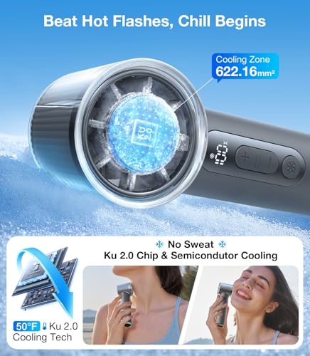 Image of TORRAS COOLiFY iva Handheld Fan with Ice Cooler, [Chill by 50F], 0-100 Adjustable Speed, Super Mini Powerful Portable Fan 4900mAh Rechargeable, Hand Fans for Travel Essentials,Charcoal