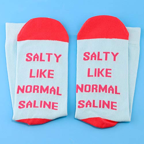 JXGZSO 2 Pairs Nurse Socks Nurse Appreciation Gift Salty Like Normal Saline Socks Nurse Life Socks Gift For Nurse Or Doctor3