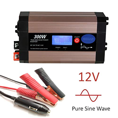 GISIAN 300Watt Pure Sine Wave Power Inverter 12V DC to 110V AC