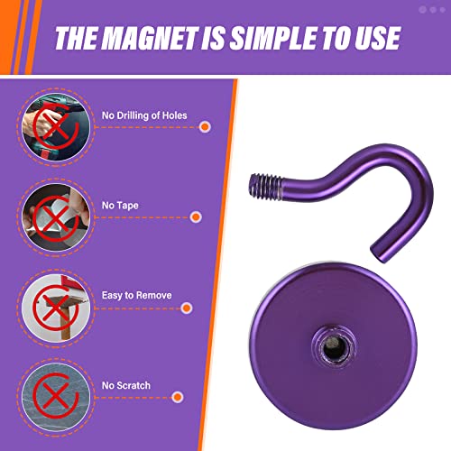 Image of Neosmuk Magnetic Hooks for Cruise Cabins, 130lb Heavy Duty, Purple, 6 Pack | Heavy Duty Strong Magnet Hook, Cruise Essentials 2026 for Hanging, Metal Wall Refrigerator Hangers