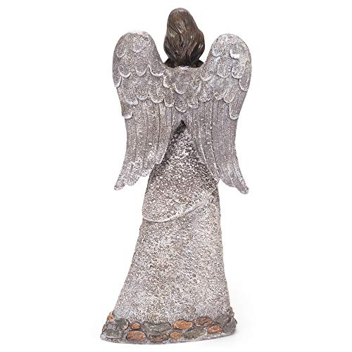Roman 14-Inch High Angel With Butterfly Pebble Garden Statue #TOP3