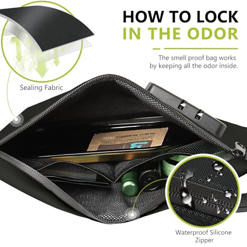 OZCHIN Smell Proof Bag with Combination Lock 10'' X 7'' Locking Bag PU Leather Waterproof Lockable Case Great Gifts Ideal3