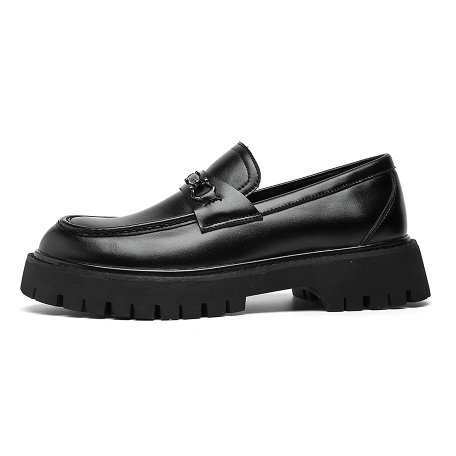 Herren Loafer Plateau Abendschuhe Leder Runde Zehen Modern Business Formelle Arbeitsschuhe