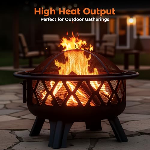 BALI OUTDOORS Outdoor Fire Pit for Wood, Portable Fire Pits for Outside Wood Burning, Patio Firepits for Outside with Grill, Spark Screens - Image 4