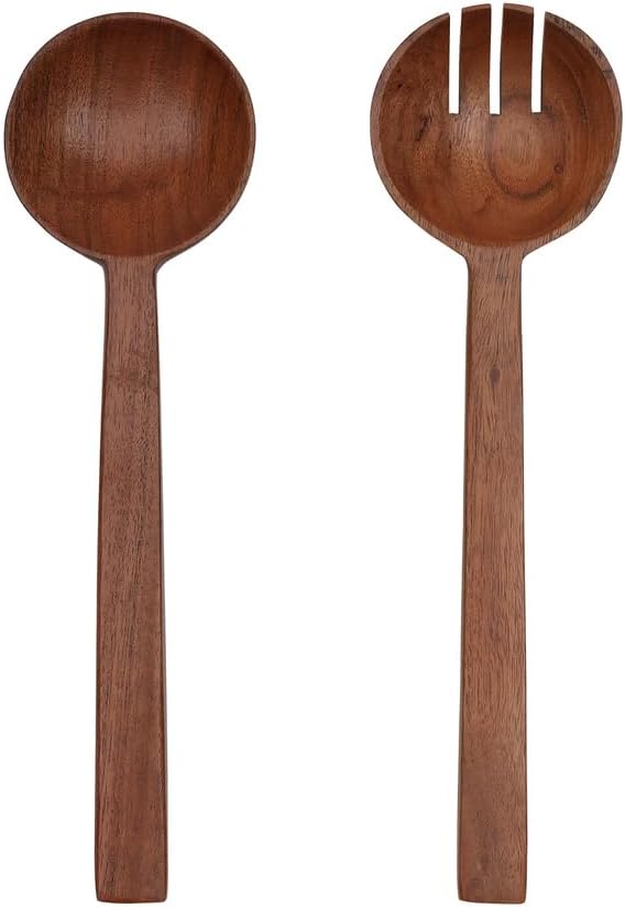 Godinger Wood Salad Servers – Spoon and Fork Set, Durable Wooden Utensils for Salad Bowls, Family Dinners or Formal Gatherings, 10.5in