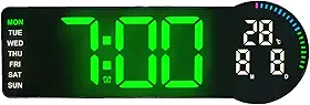 HEEPDD Relógio de Parede Digital Com Controle Remoto Com Escurecimento Automático LED Tela Grande, Alarme Com Temporizador de Contagem Regressiva de 12 24 Horas, Exibição de Semana de Data de