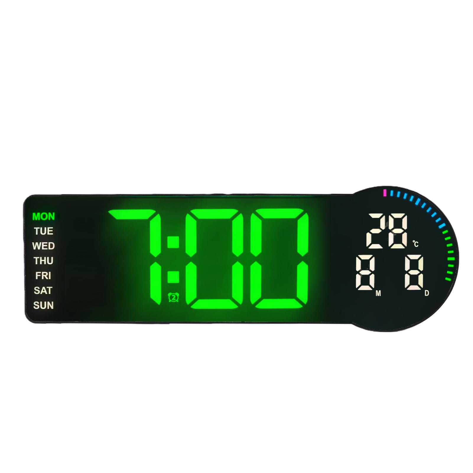 Fockety Digitale Wanduhr, LED-Digitaluhr mit Großem Display, Automatische Dimmung, Wanduhr mit Datum, Woche, Temperatur, Countdown, Fernbedienung, Schlummerfunktion, 12/24 Stunden,