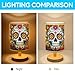44memory Day of The Dead Table Lamp LED 3-Color Pressed Bedside, Day of The Dead Shade Lamp with Wood Base for Bedroom Living Room Desk Office TL01