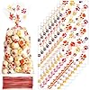 Blulu 100 bolsas de golosinas para perros, recuerdos de fiesta para cachorros, bolsas de celofán con cono de pata de mascota, caramelos, sellables con calor, regalo de pata de perro con 100 lazos