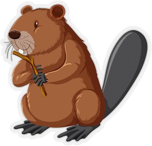 Adhesivo de castor, calcomanía de vinilo para laptop de animal, lindo vaso de botella de agua para automóvil, impermeable, parachoques estético,