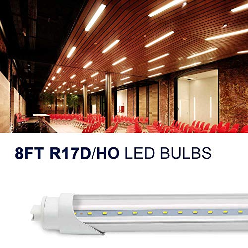 R17D/HO 8FT LED Light Tubes - JESLED LED Bulbs 45W (110w Equivalent), 6000K, 4800LM, Clear Cover, 8 Foot F96T12/CW/HO Fluorescent Bulbs Replacement, Ballast Bypass, Dual Ended Power (20-Pack) - Thumbnail 4