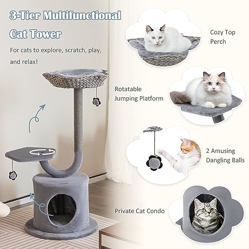 Torre para gatos de interior de 42 pulgadas con estructura metálica miniatura 5