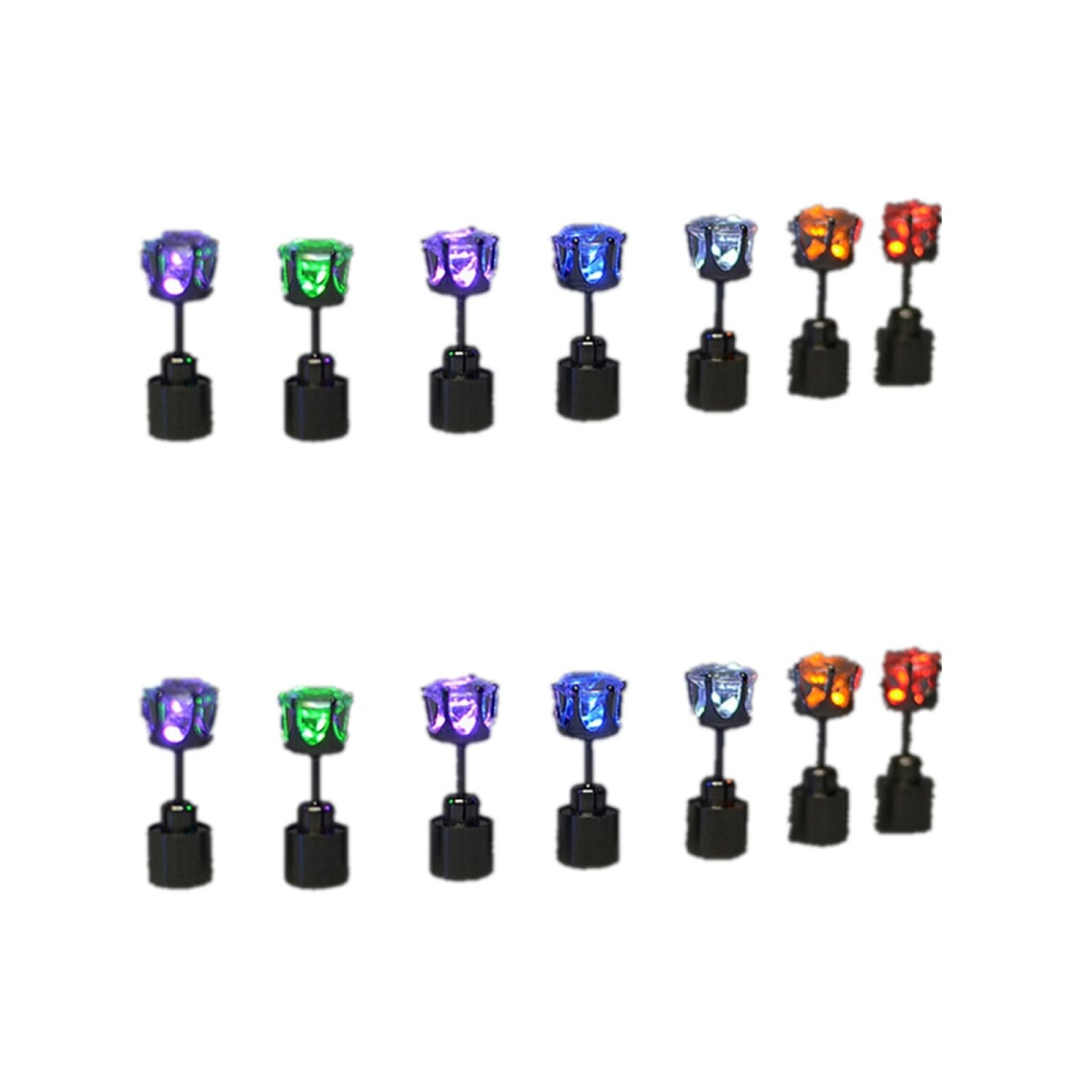 14 aretes con luz LED, aretes brillantes, accesorios de baile, accesorios de fiesta de baile, aretes intermitentes brillantes, aretes de acero inoxidable para fiesta de baile, Medium, Cristal