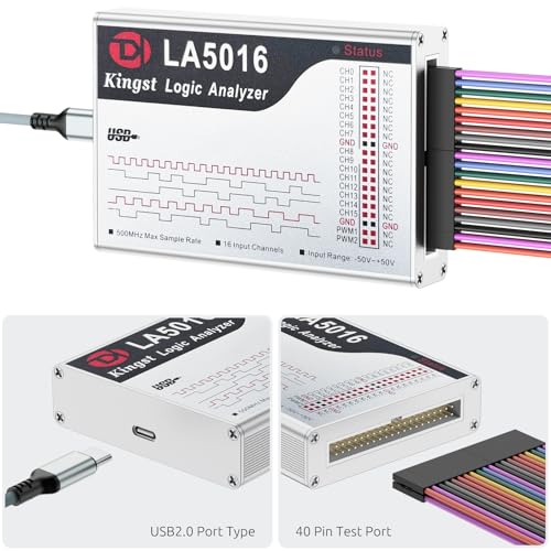 InnoMaker LA5016 USB-Logikanalysator - 16 Kanäle 500MS/s 10GB Tiefe PWM-Generator, MCU ARM FPGA Debug Tool, Englische Software, Unterstützung für Windows, macOS, Linux