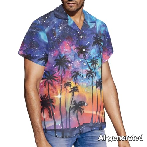 Image of Hawaii Matching Couple Outfits Husband and Wife Clothing Fashionable Mens Casual Shirts Hawaii Dress with Soft Fabric