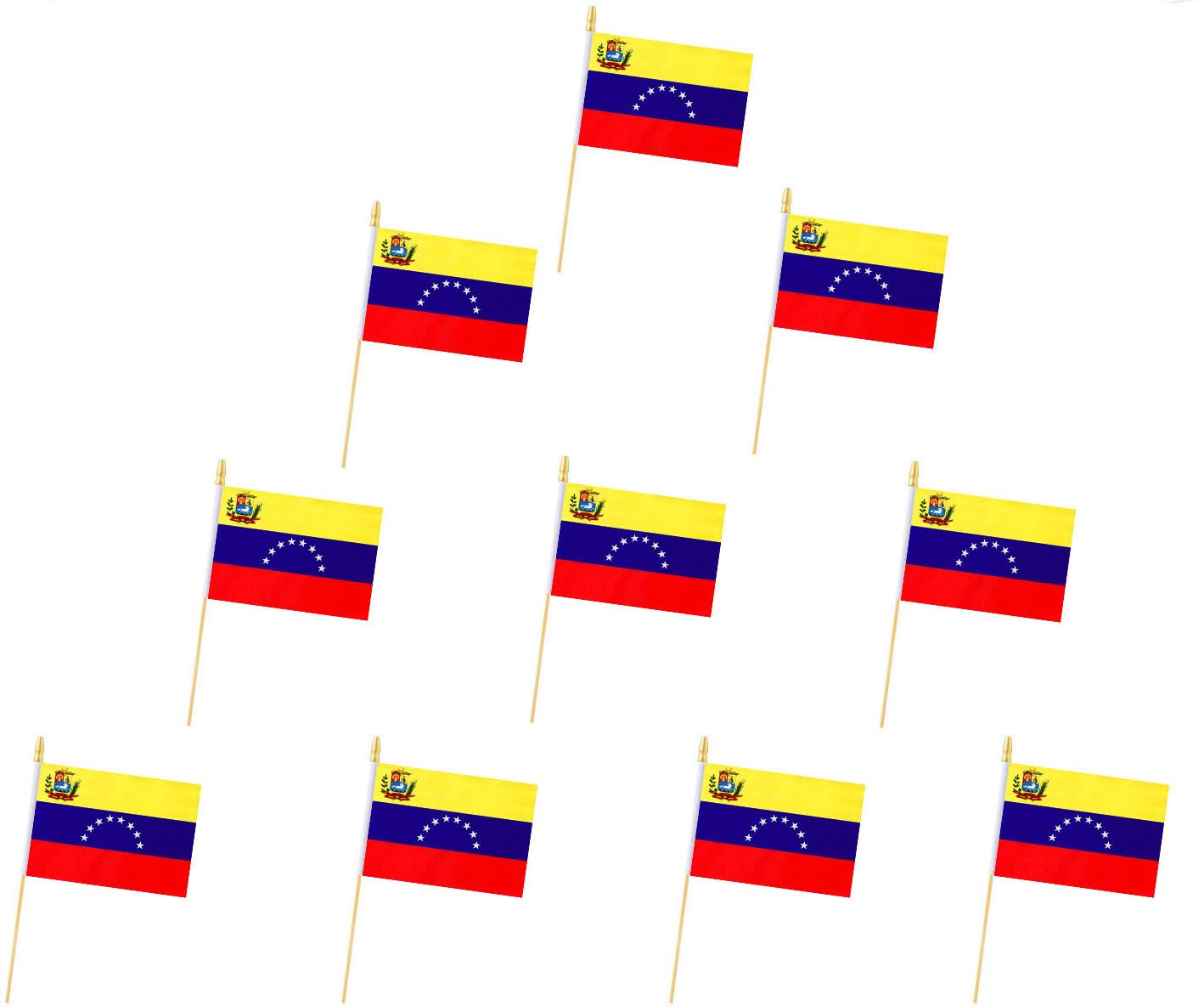 10 Pack Venezuela - Handheld Flag- 5x8 in,Venezuelians Mini Flag. Suitable For Party Decorations, Store Displays, Bar Decorations And National Day Parades. (Venezuela)