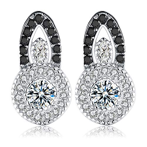 Boucles d'oreilles de mariage en spinelle noire et argent 925