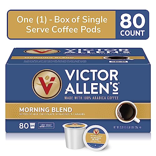 Victor Allen's Coffee Morning Blend, Light Roast, 80 Count, Single Serve Coffee Pods for Keurig K-Cup Brewers Victor Allen's Coffee Morning Blend, Light Roast, 80 Count, Single Serve Coffee Pods for Keurig K-Cup Brewers