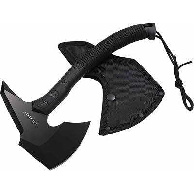 Tac-Force Tomahawk Axe,11.7 Inches, Cord Wrapped Nylon Fiber Handle with Sheath, TF-3AXEBK