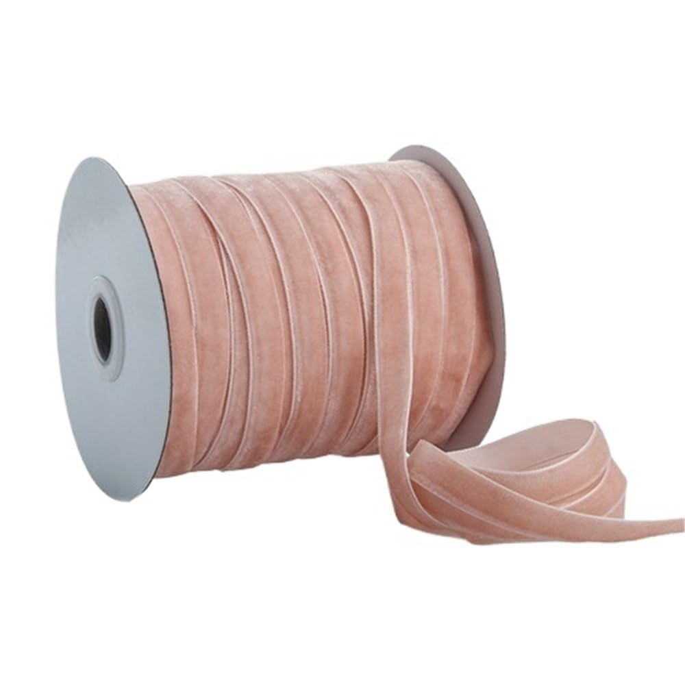 WEITINGKKK Ribbons for Gift Wrapping, Velvet Ribbon Multicolor 1 cm x 50 Yards for Wrapping Decoration Wreath Bow(Pink)
