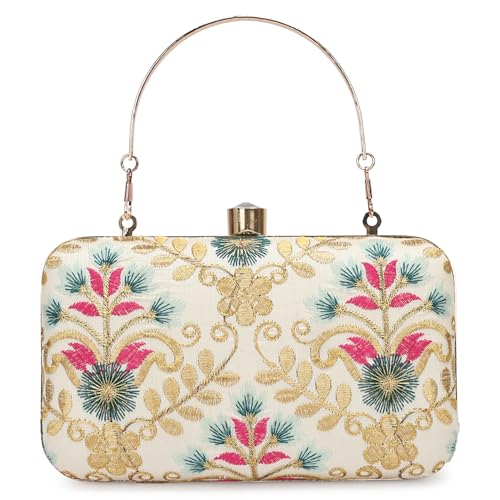 Image of LONGING TO BUY Hand Crafted Designer Box Clutch - Zari Embroidery For Women
