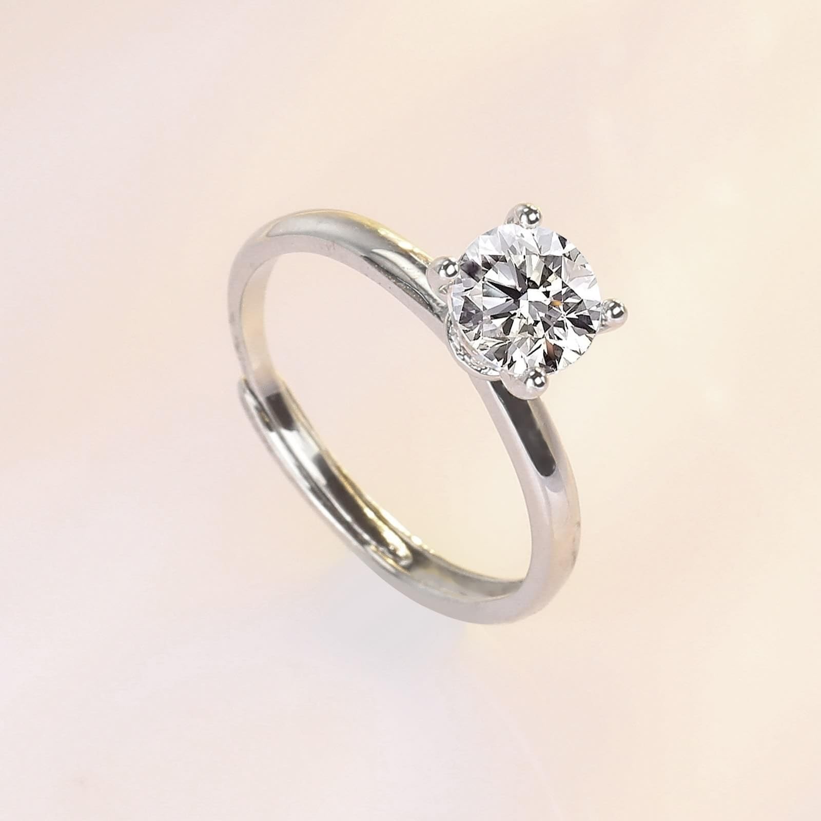 Wycian Pierścionki przyjaźni białe złoto pierścień strażnik 18K laboratoryjny diament klasyczny 4 bolce okrągłe 1 ct cyrkonia sześcienna 6,5 mm rozmiar H 1/2 moda dla siostry biżuteria walentynkowa