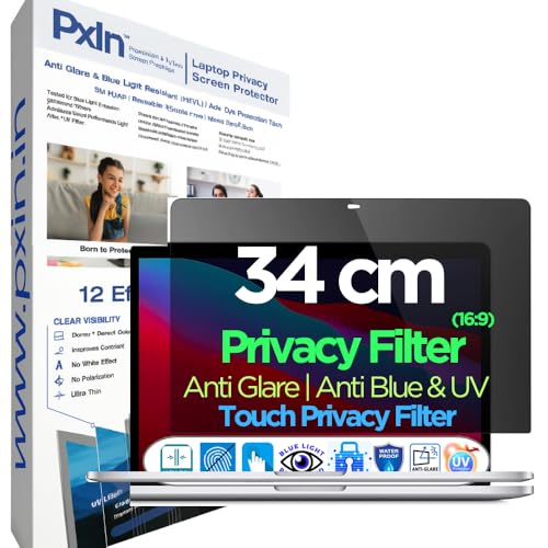Image of Pxin 34Cm (16:9) Touch Laptop Privacy Screen | Adv. StealthView | Touch Laptop Ultra Privacy | Anti UV | Anti-Glare | Blue Light Block