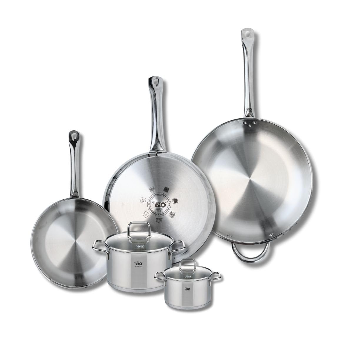 Elo Batterie de cuisine 3 poêles 24/28/32 cm et 2 faitouts 12/16 cm