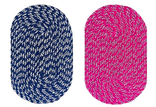 Image of Doormats for Main Door Entrance |Handmade Cotton Doormat | Quick Dry, Washable Door Mat for Home, Bathroom & Bedroom (33X53 CM)(Blue-Pink)