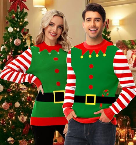 AOBUTE Unisex Ugly Christmas Sweater for Men Women Xmas Holiday Party Funny Print Knit Pullover - Image 4