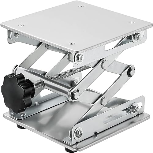 aleawol Plataforma elevadora de laboratorio, de acero inoxidable, 200 x 200 mm, para laboratorio, elevador, rango de altura de 85 mm hasta 280 mm, capacidad de carga de 15 kg