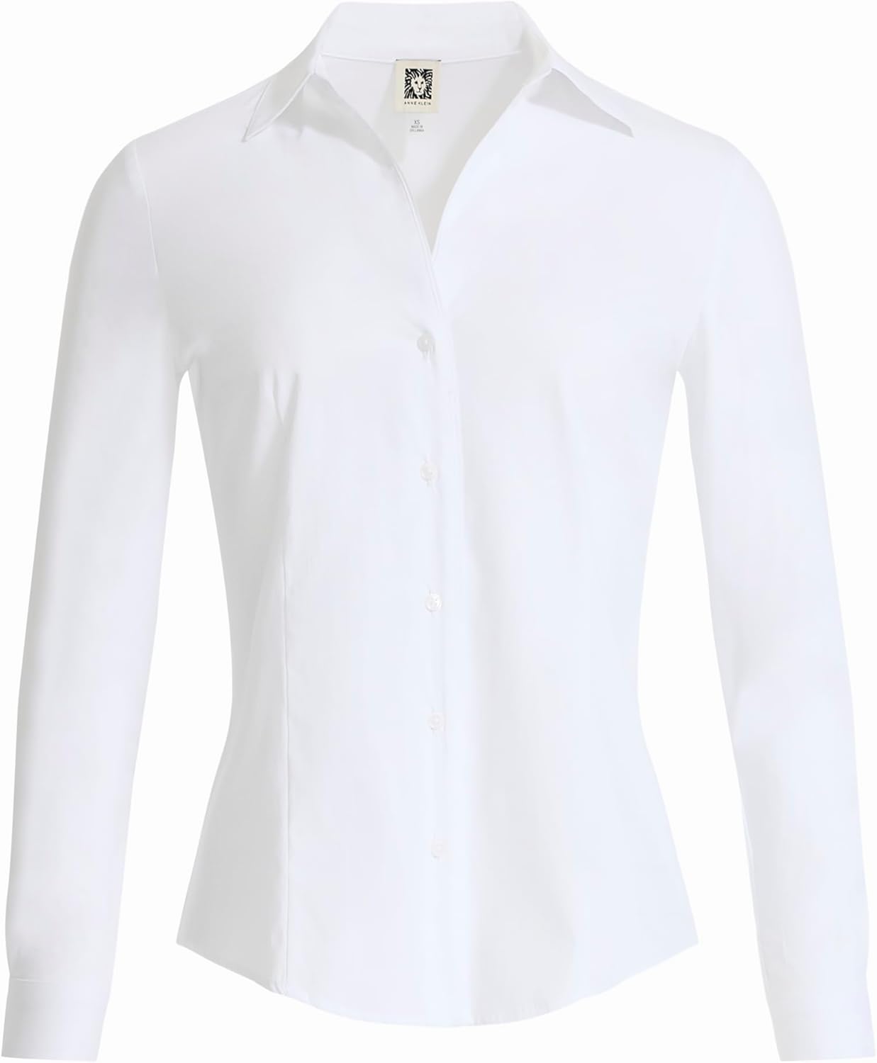 Anne Klein Womens Long Sleeve Button Front Top