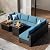 Ophelian 8-Piece Patio Set Furniture Rattan Wicker Outdoor Sectional Sofa with 28" Gas Fire Pit Set and Cushions, Conversation Set for Backyard, Patio, Garden, Brown/Peacock Blue